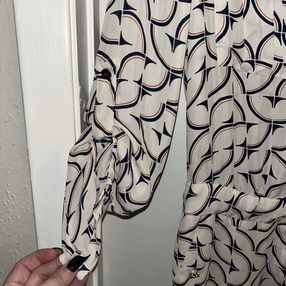 Marciano Ivory Abstract Print Cinched Waist Preppy Exquisite Romper Size XS - Picture 4 of 10